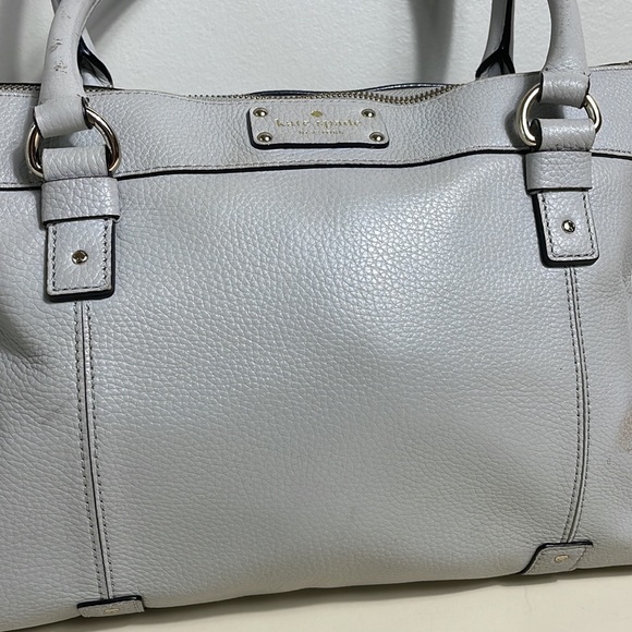 Kate Spade Large Grey Leather Zippered Top Handle Satchel *See Description* - Picture 5 of 17